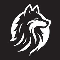 Bold graphic wolf logo design on black background vector