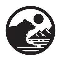 A striking black silhouette of a bear's head in profile view against a plain white background. vector