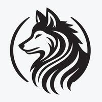 Powerful Wolf Logo Design in Black and White A stylized, black and white graphic of a wolf's head. vector
