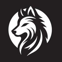 Stylized Wolf Silhouette Against a Moon, Perfect for Logo Design vector