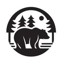 Powerful Bear Silhouette in Circular Design vector