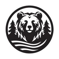 Silhouette of a bear in a forest, perfect for logos or branding. vector