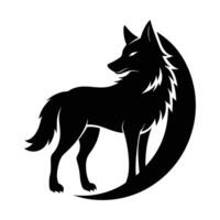 silhouette of a wolf, facing to its side, is set against a plain white background. vector