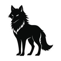 Silhouette of a Howling Wolf on a Mountain Peak vector