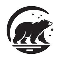 Majestic Bear Silhouette Against a Mountain Landscape vector