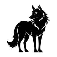 A strong, stylized silhouette of a wolf, facing to its side, is set against a plain white background. vector
