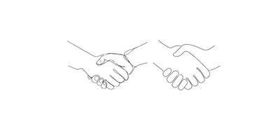 Print hand drawn continuous one line of handshake. poster art print isolated on white background vector