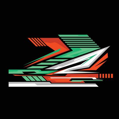 racing car background wrap sticker design. car sticker with green, grey and orange combination