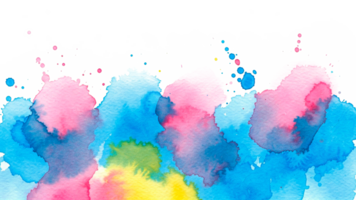Colorful multicolored watercolor border with splashes and splatters ideal as design element png