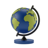 A 3D Render of a Simple Desk Globe, Blue and Green Globe isolated on transparent background png