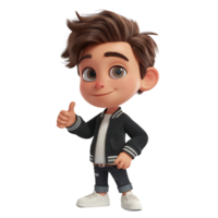 3D Render of a Boy Giving a Thumbs Up isolated on transparent background png