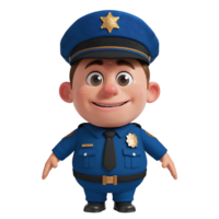 3D Render of a Cheerful Young Policeman isolated on transparent background png