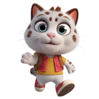Adorable 3D Animated Kitten on a Journey isolated on transparent background png