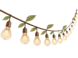 A string of LED fairy lights with warm white tones, isolated on a transparent background png