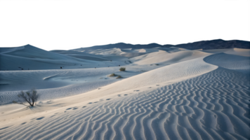 Desert landscape with rolling sand dunes, featuring smooth, wavy patterns in the sand, isolated on a transparent background png