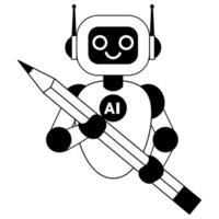 Cute AI robot holding pencil vector