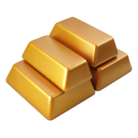 3D icon gold bars isolated on a transparent background png