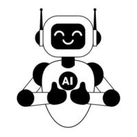 Cute ai robot character shows thumbs up vector