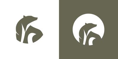 Bear polar abstract in round circle logo icon isolated graphic . vector