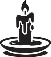 a black and white candle on a plate vector
