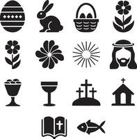 easter day icons set illustration vector