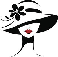 a woman in a hat with a flower on her head vector