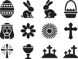 easter day elements set illustration vector