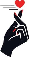a hand with a red heart on it vector