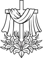 Happy Easter Day Cross line art Design vector