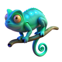 stunning vintage Cute Chameleon on Branch in a Whimsical Three Dimensional Scene of Nature 4K png