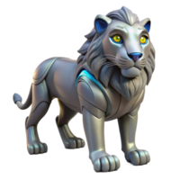 wonderful classic Robotic Lion Three Dimensional Model in a Futuristic Scene of Design detailed png