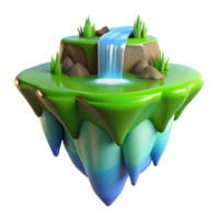 stunning minimalist Floating Island Waterfall Scene in a Majestic Three Dimensional Render of Nature high resolution png