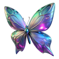 serene minimalist Iridescent Butterfly in a Three Dimensional Render with Shimmering Wings and Vibrant Colors 4K png