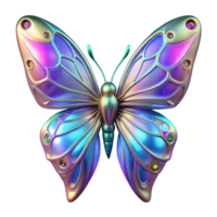 wonderful artistic Iridescent Butterfly in a Three Dimensional Render of Color and Movement original png