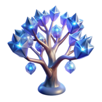 extraordinary creative Glowing Crystal Tree in a Mesmerizing Three Dimensional Render of Enchantment detailed png