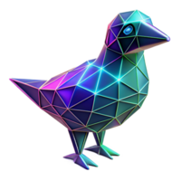 wonderful artistic Neon Polygonal Bird in a Vibrant Three Dimensional Scene of Wildlife high resolution png