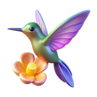 impressive modern Hummingbird and Flower in a Mesmerizing Three Dimensional Render of Nature professional png