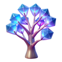 elegant classic Glowing Crystal Tree in a Mesmerizing Three Dimensional Render of Enchantment 4K png