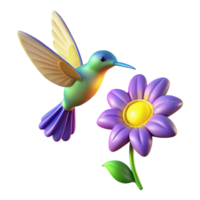 dramatic contemporary Hummingbird and Flower Digital Render A serene Digital render of a hummingbird hovering near a flower capturing its delicate beauty and graceful movement 4K png