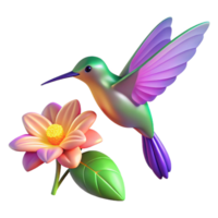 dramatic minimalist Hummingbird and Flower Digital Render A serene Digital render of a hummingbird hovering near a flower capturing its delicate beauty and graceful movement high quality png