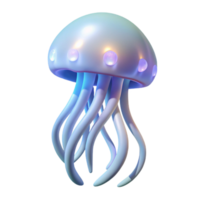 beautiful minimalist Glowing Jellyfish Three Dimensional Render with Ethereal Glow and Translucent Tentacles authentic png