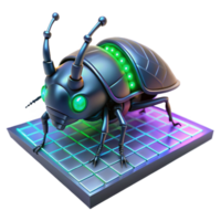 beautiful abstract Cybernetic Insect on a Grid in a Futuristic Three Dimensional Scene of Design high quality png