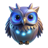 beautiful traditional Cybernetic Owl Three Dimensional Render in a Futuristic Scene of Avian Design professional png