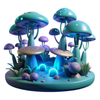dramatic artistic Glowing Mushroom Forest in a Mesmerizing Three Dimensional Render of Nature professional png