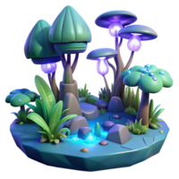 elegant traditional Glowing Fantasy Forest Scene in a Magical Three Dimensional Render of Enchantment professional png