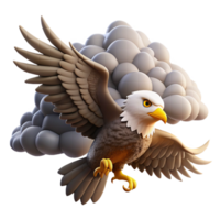 dramatic rustic Eagle Soaring Through Clouds in a Majestic Three Dimensional Scene of Flight original png