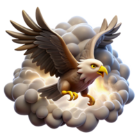 dramatic abstract Eagle Soaring Through Clouds in a Majestic Three Dimensional Scene of Flight premium png