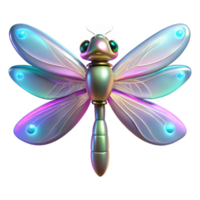 dramatic abstract Iridescent Dragonfly Three Dimensional Render with Delicate Wings and Shimmering Colors authentic png