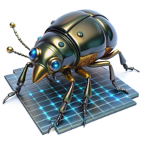 beautiful rustic Cybernetic Insect on a Grid in a Futuristic Three Dimensional Scene of Design 4K png