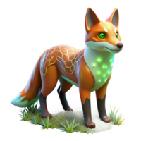 impressive creative Glowing Fox Three Dimensional Render in a Mesmerizing Scene of Wildlife original png